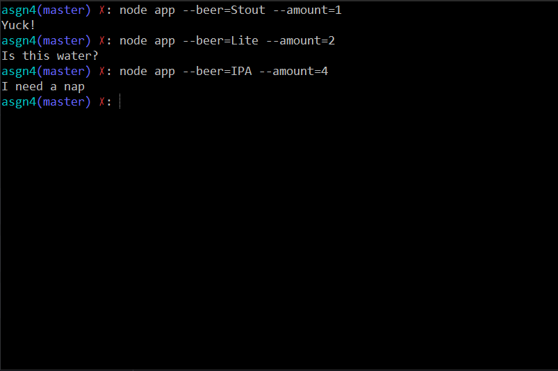 A picture of my node command line app