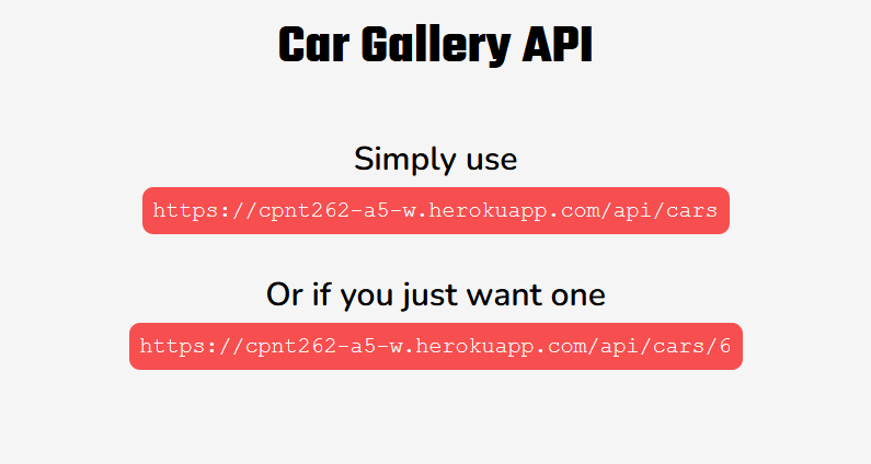 A picture of my API that I made